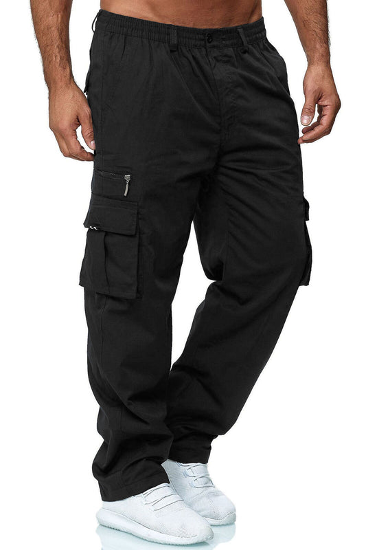 Men's Casual Multi-pocket Loose Straight Cargo Pants TrendAura.