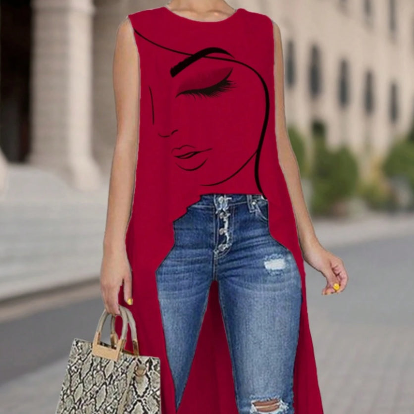 Summer Ladies Casual Print Sleeveless Gown TrendAura.